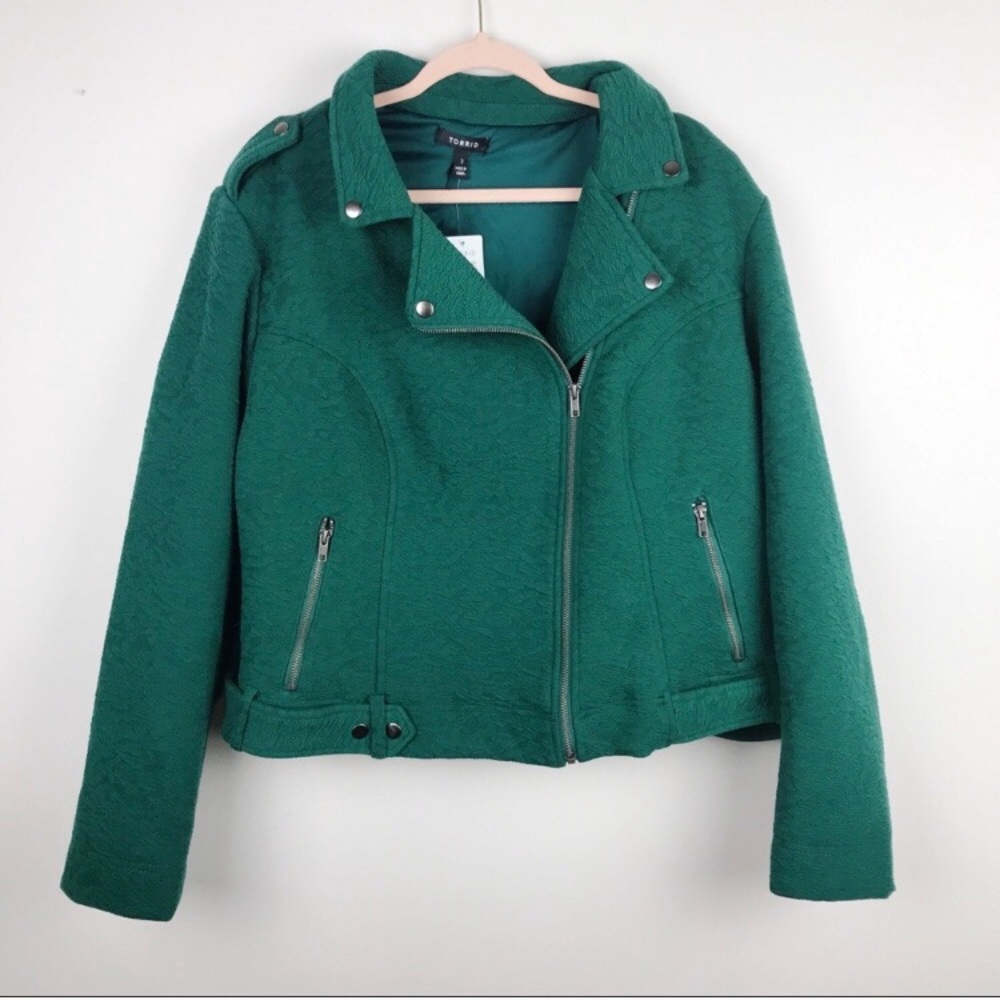 Torrid Green Moto Jacket Size 3